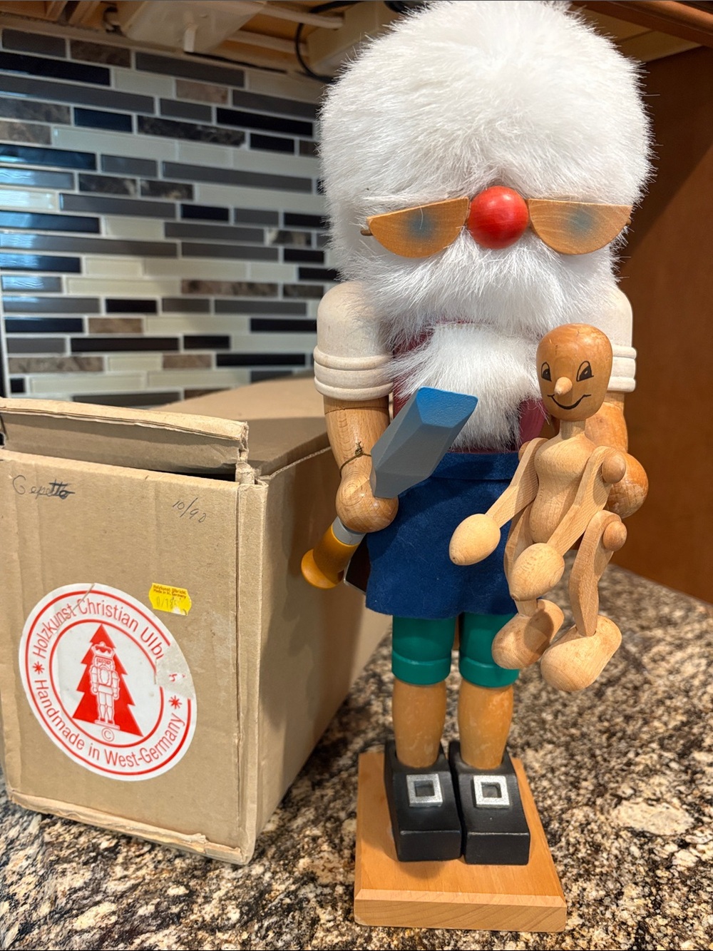 Handmade German Nutcracker- Gepetto and Pinoccio